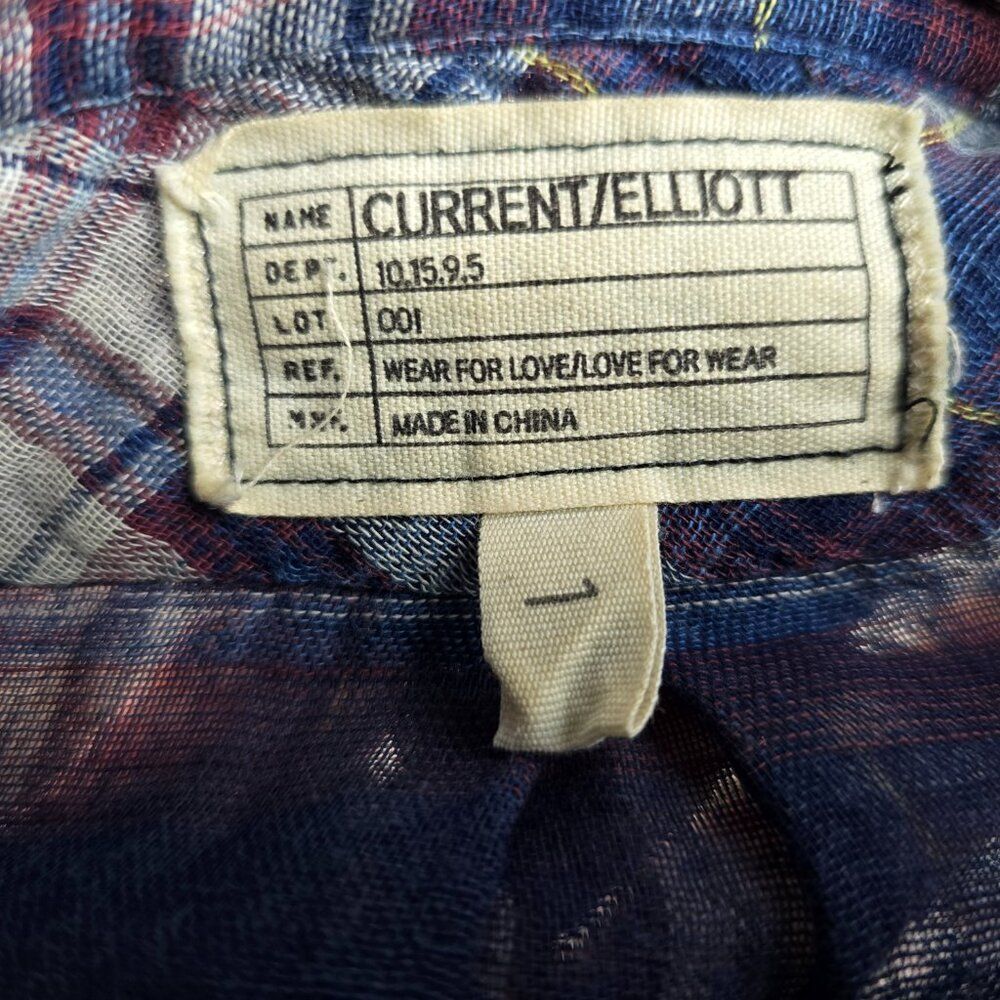 Current Elliott Shirt Mens 1 Small Blue Red Plaid Button Up Prep School Undertow - Picture 8 of 10